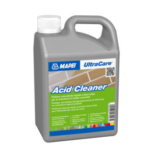 Solutie detergent acid concentrat curatarea urmelor de chituri adezivi pe baza de ciment de pe gresie faianta Mapei Ultracare Acid Cleaner 1L mapei md