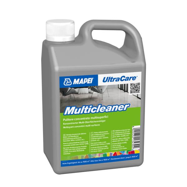 Solutie detergent universal superconcentrat profesional pentru gresie faianta mozaic parchet lacuit uleiat marmura granit sticla oglinzi metal Mapei Ultracare Multicleaner 1 L mapei md